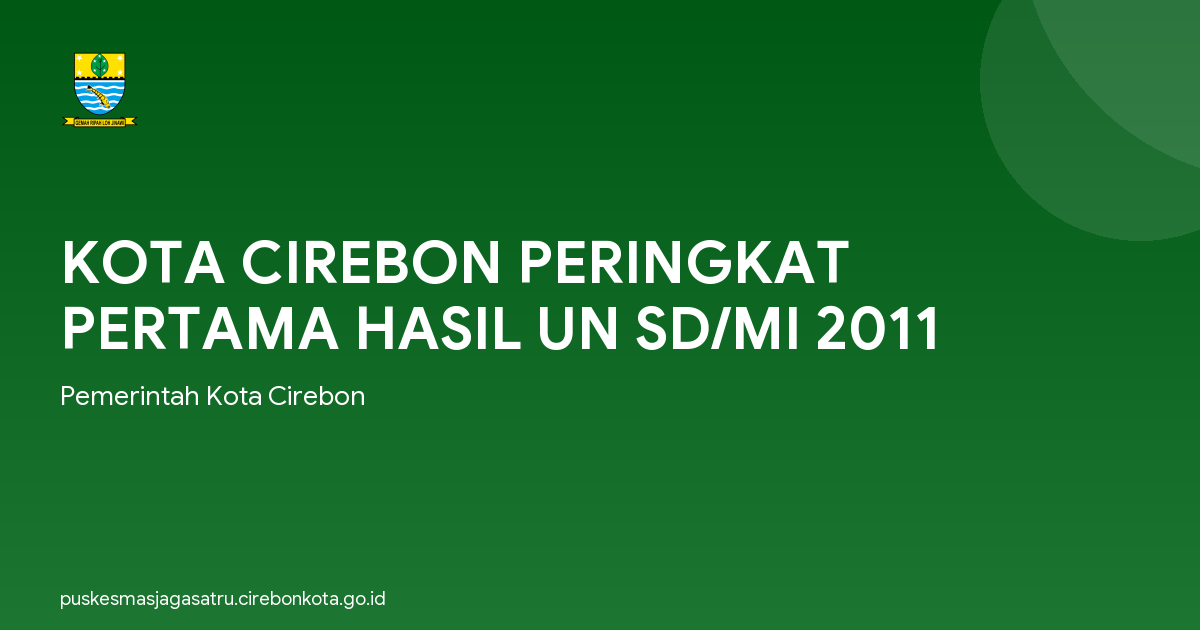 KOTA CIREBON PERINGKAT PERTAMA HASIL UN SD/MI 2011