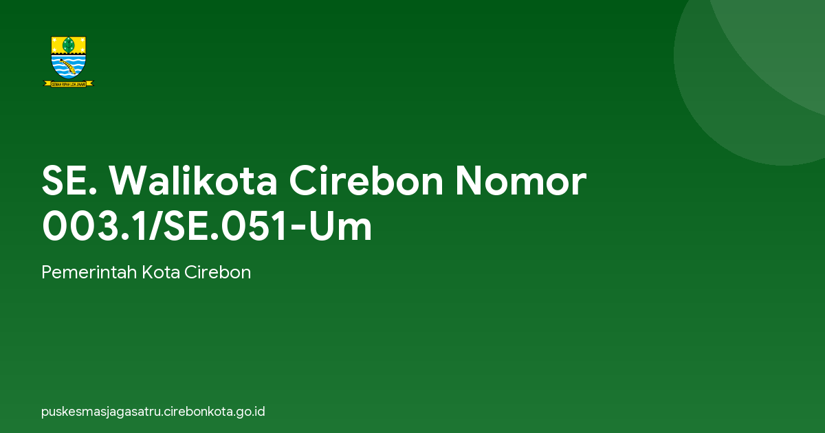 SE. Walikota Cirebon Nomor 003.1/SE.051-Um